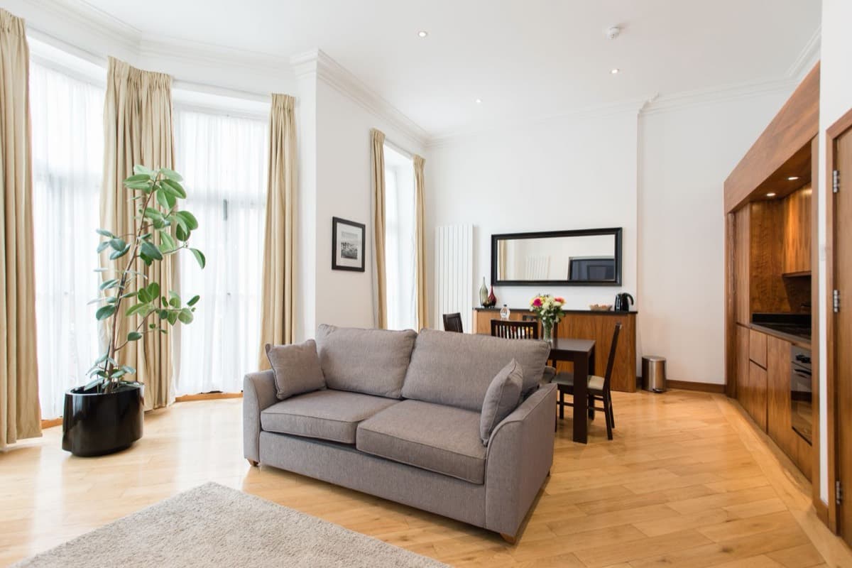 Show-home standard living room staged in a developer unit
